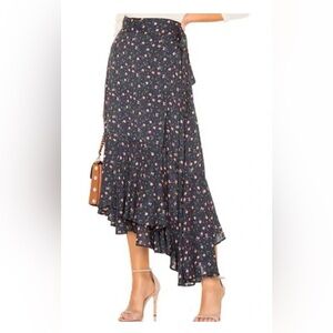 APIECE APART Rosita wrap midi skirt navy night floral